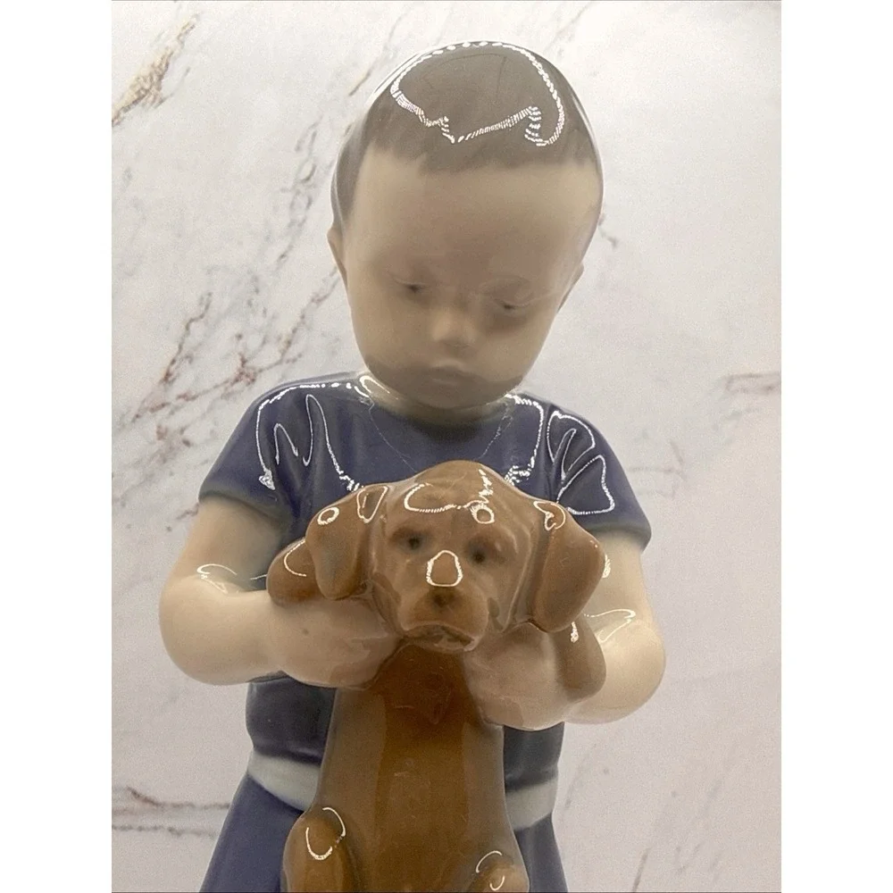 Bing & Grondahl B&G Boy‎ With Puppy 1747 Copenhagen Ingeborg Plockross-Irminger